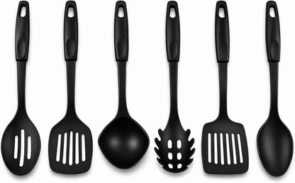 Silicone Cooking Utensils Set (6-Piece) - 446°F Heat Resistant, Non-Stick Safe Turner Spatula Spoon Set, BPA-Free Dishwasher Safe with Hanging Ring, Kitchen Gadgets for Non-Stick Cookware