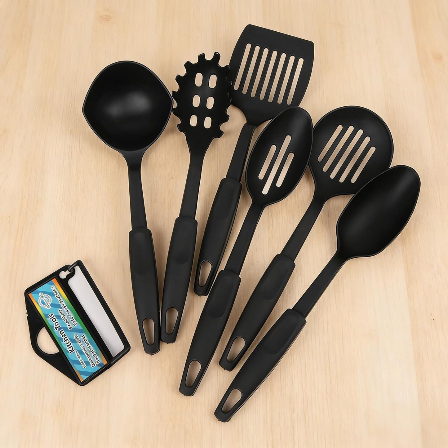 Silicone Cooking Utensils Set (6-Piece) - 446°F Heat Resistant, Non-Stick Safe Turner Spatula Spoon Set, BPA-Free Dishwasher Safe with Hanging Ring, Kitchen Gadgets for Non-Stick Cookware