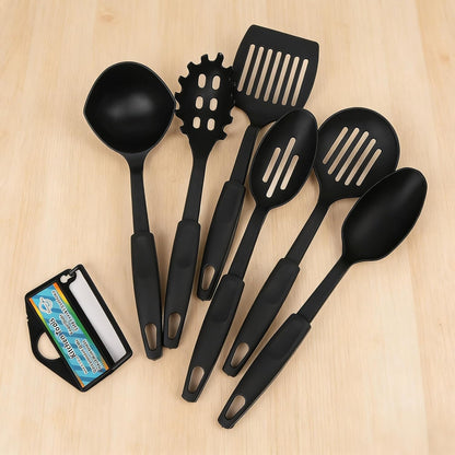 Silicone Cooking Utensils Set (6-Piece) - 446°F Heat Resistant, Non-Stick Safe Turner Spatula Spoon Set, BPA-Free Dishwasher Safe with Hanging Ring, Kitchen Gadgets for Non-Stick Cookware