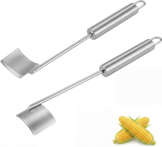 Corn Peeler 2Pcs Corn Cob Stripper Tool for Kitchen & Outdoor | 2Pcs stainless steel corn peeler with corn cob stripper tool, quickly removes kernels for home cooking, BBQ and outdoor meals