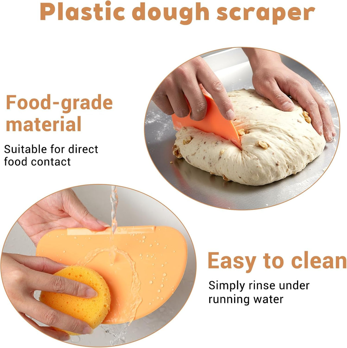 3PCS Dough Scraper Set, Plastic Flexible Bread Dough Scraper Tool