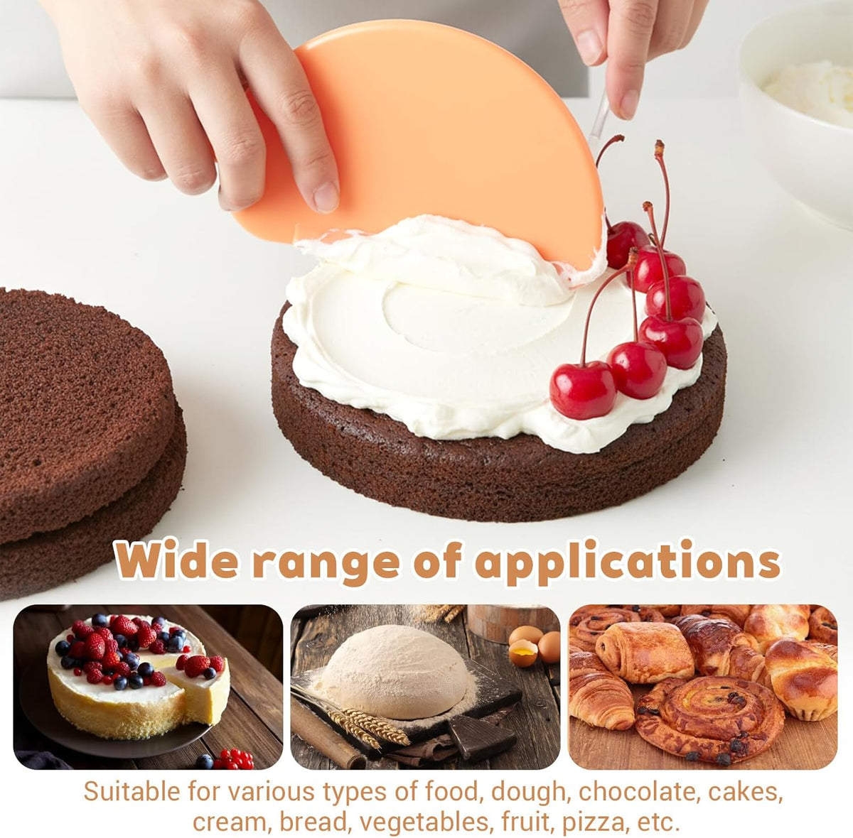 3PCS Dough Scraper Set, Plastic Flexible Bread Dough Scraper Tool