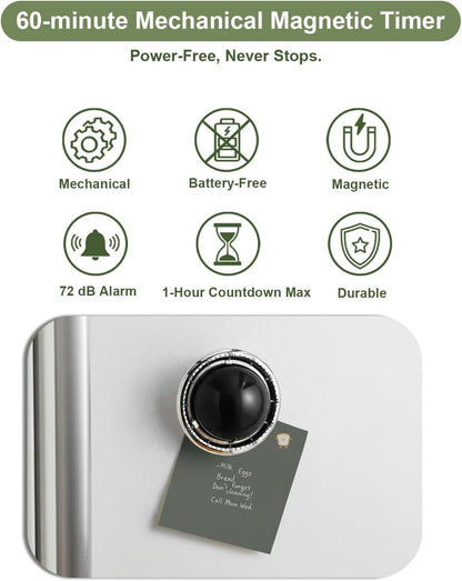 Kitchen Timer for Cooking, 60 Minutes Mechanical Timer - No Batteries Required, Stainless Steel Egg-Shape Cute Countdown Clock for Cooking, Learning, Exercises, Gaming