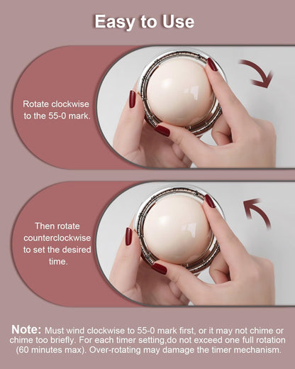 Kitchen Timer for Cooking, 60 Minutes Mechanical Timer - No Batteries Required, Stainless Steel Egg-Shape Cute Countdown Clock for Cooking, Learning, Exercises, Gaming