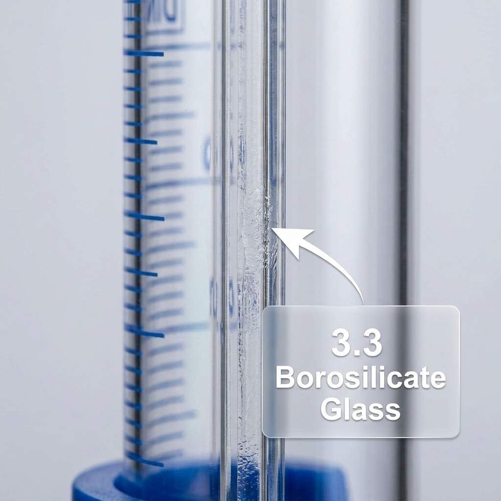 Thick Glass Graduated Cylinder 5ml Measuring Cylinder, with Plastic Base and Bumper Guards 3.3 Borosilicate Glass Lab Cylinder for Liquid Measurement with Glass Dropper
