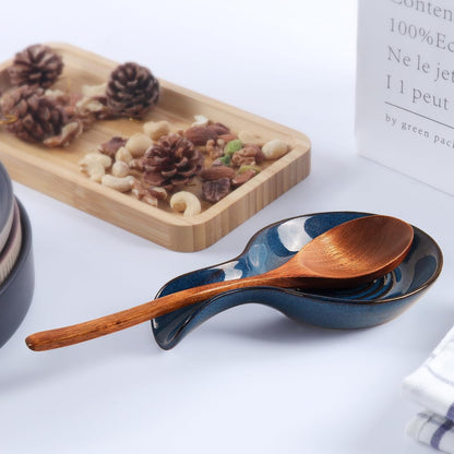 Spoon Rest for Kitchen, Ceramic Spoon Holder for Stove Top, Cooking Spoon Holder,Heat Resistant Utensil Rest for Countertop, Dishwasher Safe, Blue (1 pcs)