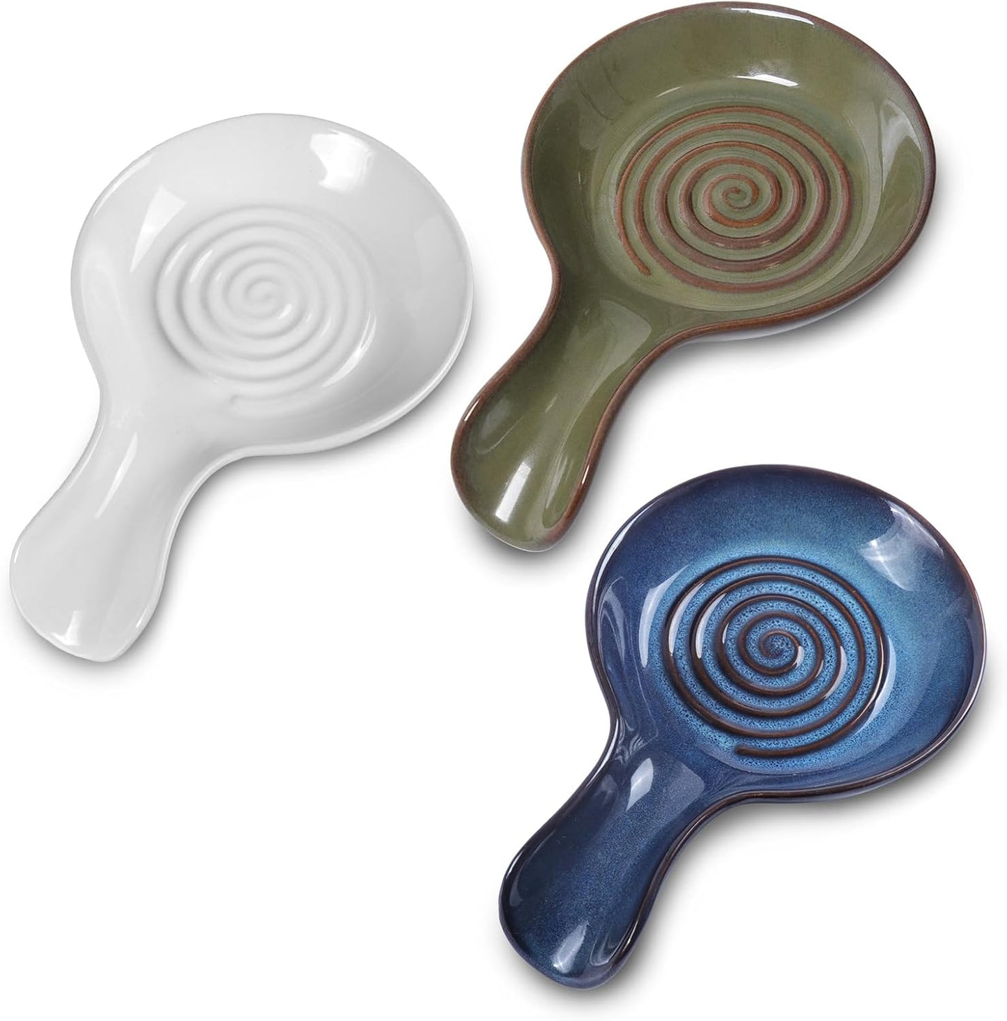 Spoon Rest for Kitchen, Ceramic Spoon Holder for Stove Top, Cooking Spoon Holder,Heat Resistant Utensil Rest for Countertop, Dishwasher Safe, Blue (1 pcs)