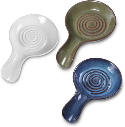 Spoon Rest for Kitchen, Ceramic Spoon Holder for Stove Top, Cooking Spoon Holder,Heat Resistant Utensil Rest for Countertop, Dishwasher Safe, Blue (1 pcs)