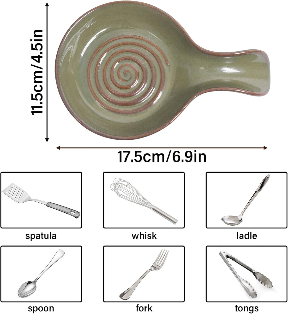 Spoon Rest for Kitchen, Ceramic Spoon Holder for Stove Top, Cooking Spoon Holder,Heat Resistant Utensil Rest for Countertop, Dishwasher Safe, Blue (1 pcs)