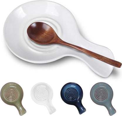 Spoon Rest for Kitchen, Ceramic Spoon Holder for Stove Top, Cooking Spoon Holder,Heat Resistant Utensil Rest for Countertop, Dishwasher Safe, Blue (1 pcs)