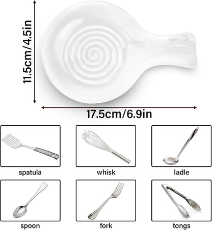Spoon Rest for Kitchen, Ceramic Spoon Holder for Stove Top, Cooking Spoon Holder,Heat Resistant Utensil Rest for Countertop, Dishwasher Safe, Blue (1 pcs)
