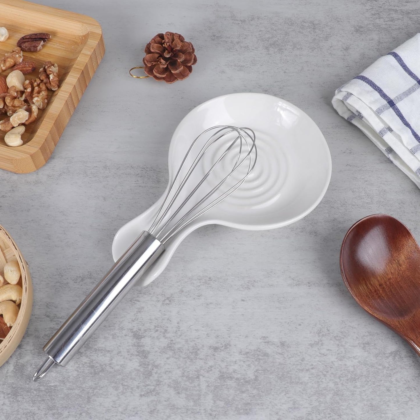 Spoon Rest for Kitchen, Ceramic Spoon Holder for Stove Top, Cooking Spoon Holder,Heat Resistant Utensil Rest for Countertop, Dishwasher Safe, Blue (1 pcs)