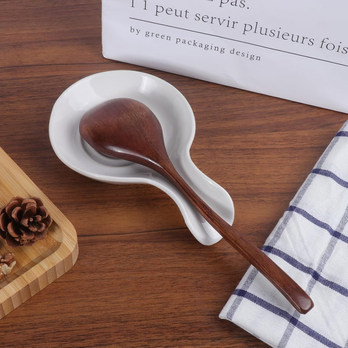 Spoon Rest for Kitchen, Ceramic Spoon Holder for Stove Top, Cooking Spoon Holder,Heat Resistant Utensil Rest for Countertop, Dishwasher Safe, Blue (1 pcs)