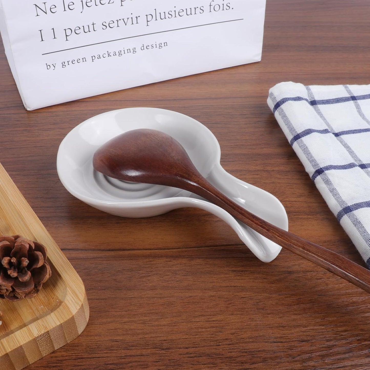 Spoon Rest for Kitchen, Ceramic Spoon Holder for Stove Top, Cooking Spoon Holder,Heat Resistant Utensil Rest for Countertop, Dishwasher Safe, Blue (1 pcs)