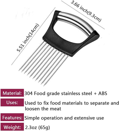 Onion Cut Tomato Slicer Lemon Handy Kitchen Slicing Tool With 10 Even Prongs For Onion Lemon Potato Tomato Slices And Can Be Used To Assist In Cutting Fish, Meat Or Loosen Meat (Black)