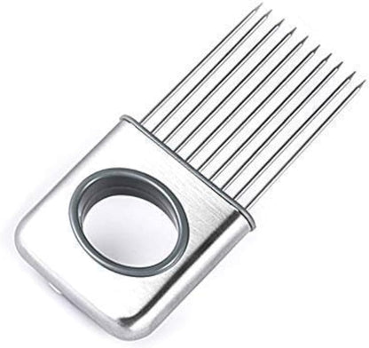 Onion Cut Tomato Slicer Lemon Handy Kitchen Slicing Tool With 10 Even Prongs For Onion Lemon Potato Tomato Slices And Can Be Used To Assist In Cutting Fish, Meat Or Loosen Meat (Black)