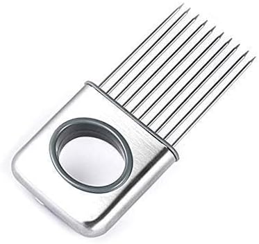 Onion Cut Tomato Slicer Lemon Handy Kitchen Slicing Tool With 10 Even Prongs For Onion Lemon Potato Tomato Slices And Can Be Used To Assist In Cutting Fish, Meat Or Loosen Meat (Black)