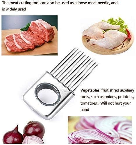 Onion Cut Tomato Slicer Lemon Handy Kitchen Slicing Tool With 10 Even Prongs For Onion Lemon Potato Tomato Slices And Can Be Used To Assist In Cutting Fish, Meat Or Loosen Meat (Black)