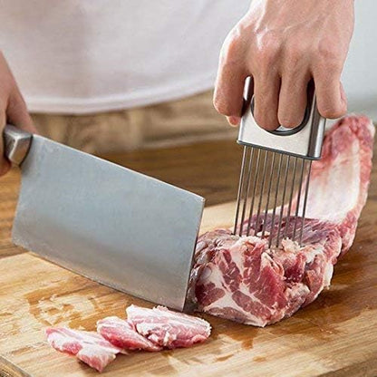 Onion Cut Tomato Slicer Lemon Handy Kitchen Slicing Tool With 10 Even Prongs For Onion Lemon Potato Tomato Slices And Can Be Used To Assist In Cutting Fish, Meat Or Loosen Meat (Black)