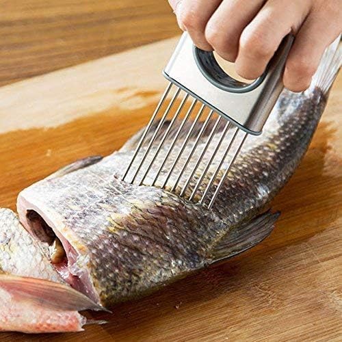 Onion Cut Tomato Slicer Lemon Handy Kitchen Slicing Tool With 10 Even Prongs For Onion Lemon Potato Tomato Slices And Can Be Used To Assist In Cutting Fish, Meat Or Loosen Meat (Black)