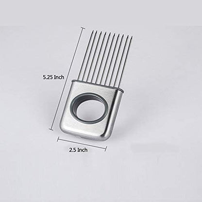 Onion Cut Tomato Slicer Lemon Handy Kitchen Slicing Tool With 10 Even Prongs For Onion Lemon Potato Tomato Slices And Can Be Used To Assist In Cutting Fish, Meat Or Loosen Meat (Black)