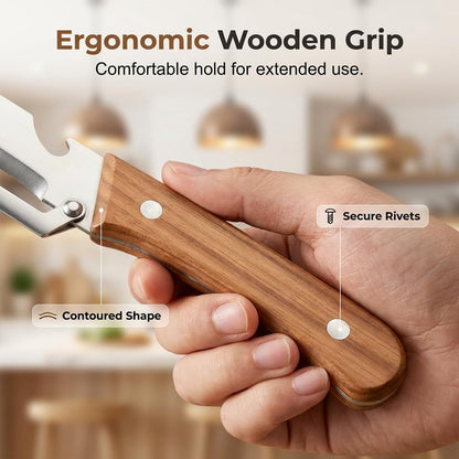 Multi-Functional Vegetable Peeler for Kitchen, 2026 New Stainless Steel Peeler with Wooden Handle and Bottle Opener, Kitchen Tool for Fruit Veggie Pumpkin, Gifts for Mom (2PCS)