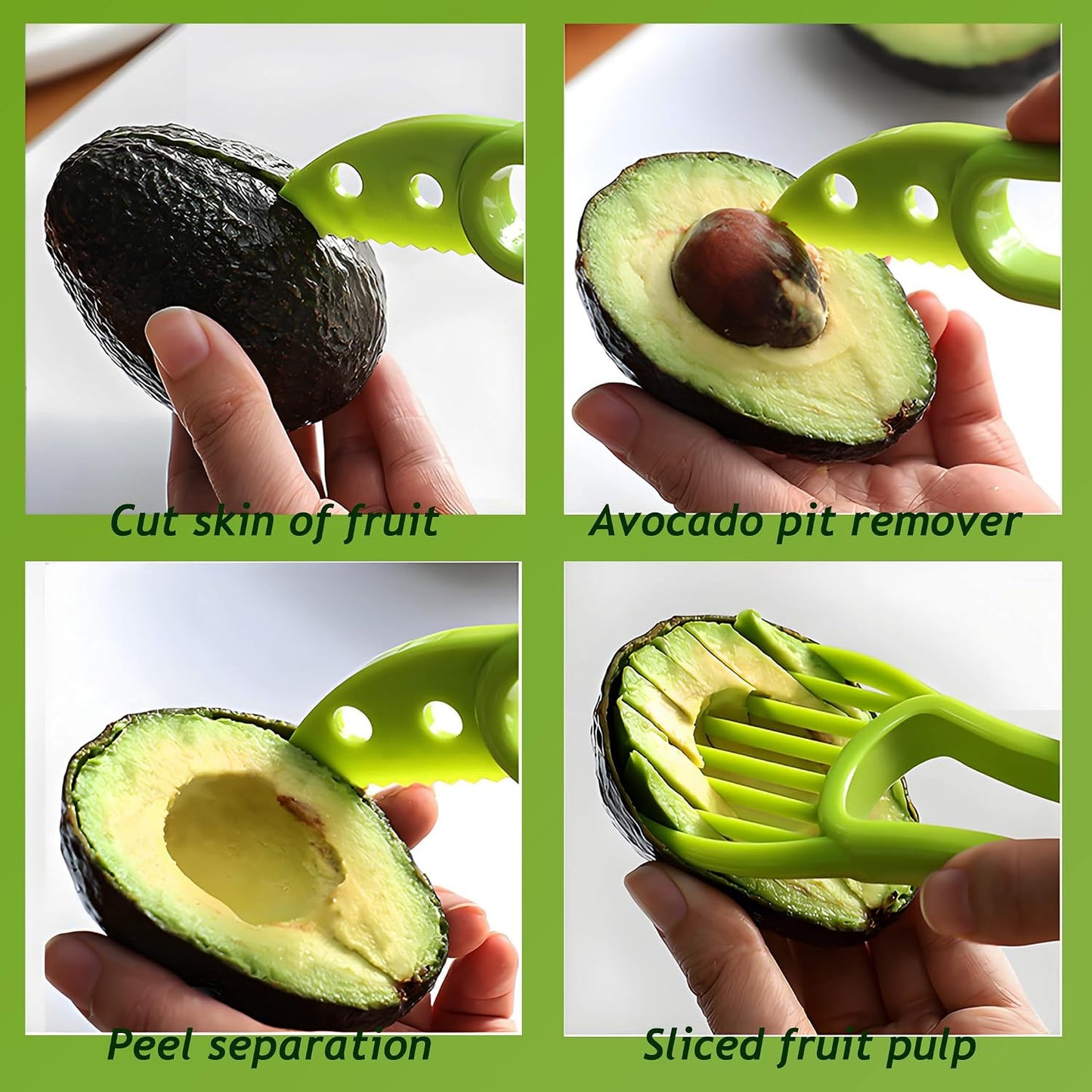 Avocado Slicer Tool 3 in 1, Avocado Pit Remover Kitchen Gadgets, Avocado Corer Tool, Fruit & Avocado Peeler Tools (Sky Blue)