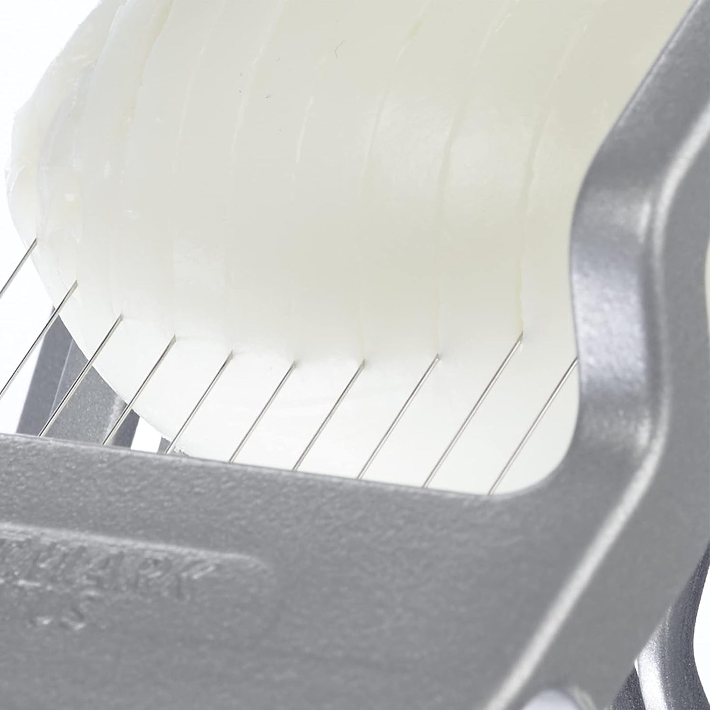 Egg Slicer Justus for Hard Boiled Eggs with Individually Tensioned Stainless Steel Wire Cutters, German Heavy Duty Aluminium Slicer for Round & Oval Eggs, Dishwasher Safe, Grey
