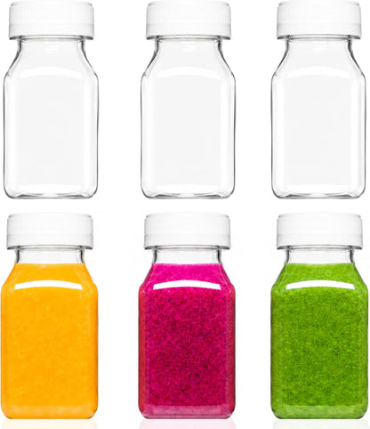 Norcalway 10pcs 2oz Plastic Shot Bottles with Caps - Ginger Shot - Freezer Safe, Leak Proof, BPA Free, Food Grade Small Plastic Travel Bottles with Caps