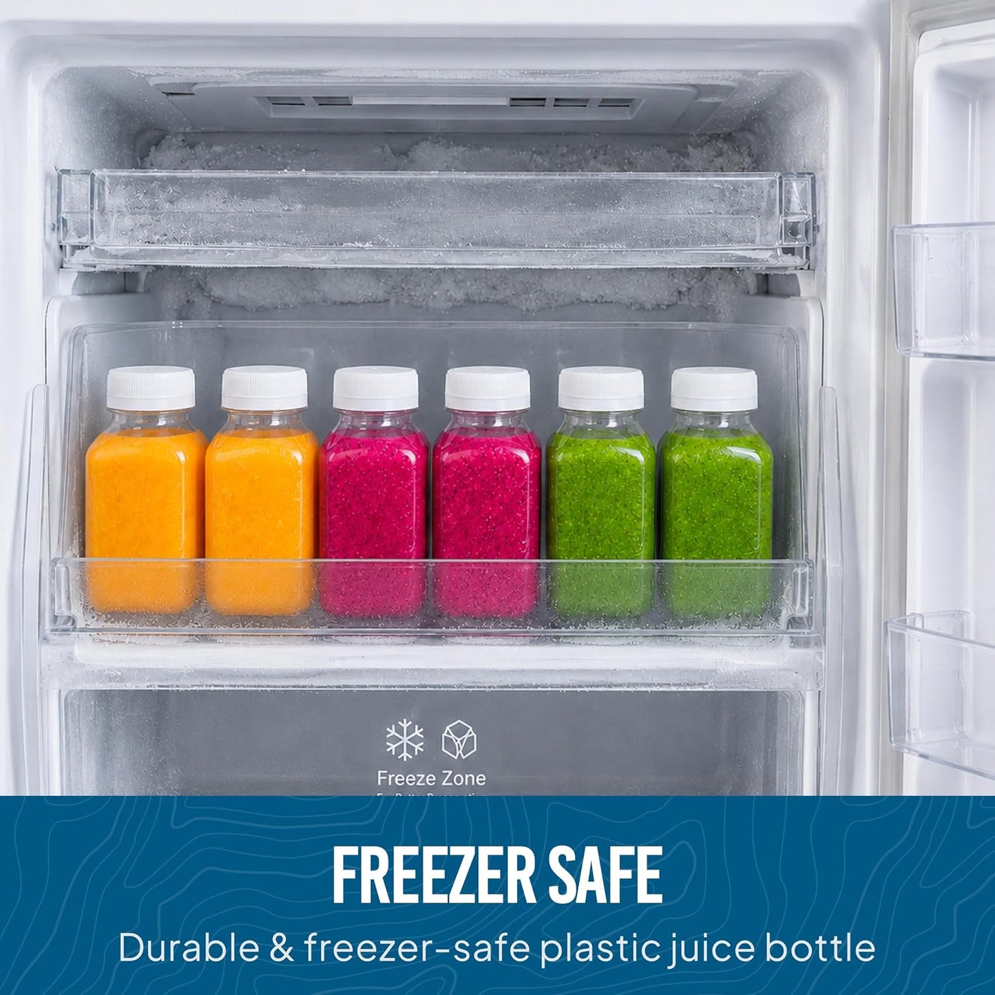 Norcalway 10pcs 2oz Plastic Shot Bottles with Caps - Ginger Shot - Freezer Safe, Leak Proof, BPA Free, Food Grade Small Plastic Travel Bottles with Caps