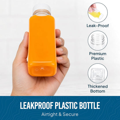 Norcalway 10pcs 2oz Plastic Shot Bottles with Caps - Ginger Shot - Freezer Safe, Leak Proof, BPA Free, Food Grade Small Plastic Travel Bottles with Caps