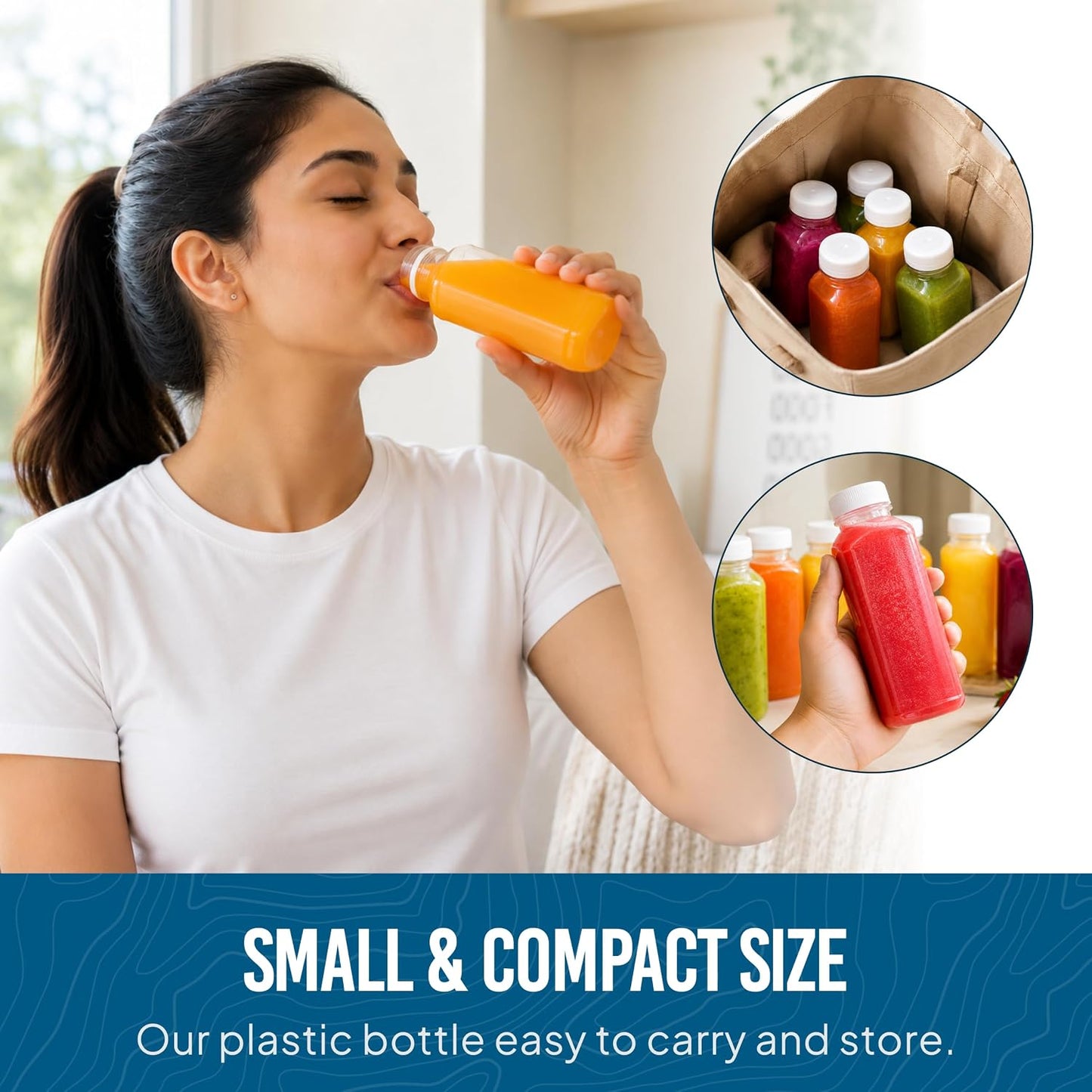 Norcalway 10pcs 2oz Plastic Shot Bottles with Caps - Ginger Shot - Freezer Safe, Leak Proof, BPA Free, Food Grade Small Plastic Travel Bottles with Caps