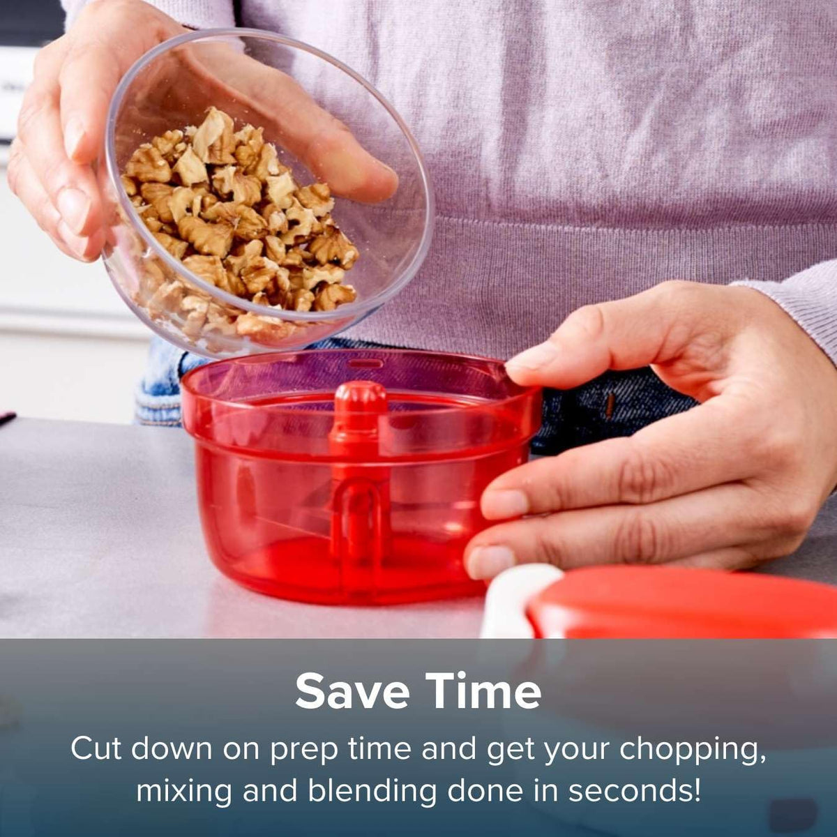 Power Chopper Mini - Manual Food Processor - 300ml Capacity - No Electricity Needed - Ideal for Chopping Herbs, Nuts, Garlic, Vegetables - Food Preparation Accessory & Kitchen Gadget