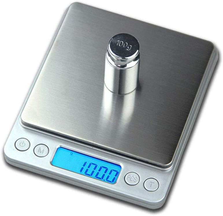 Digital Kitchen Scale,High Precision Stainless Steel Multifunction Food Scale Grams and Ounces Back-Lit LCD Display Small Pocket Jewelry Scales Auto Off,Tare,PCS,UNTS/Mode (500g/0.01g)