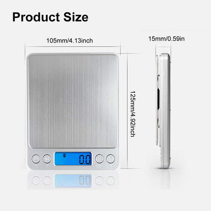 Digital Kitchen Scale,High Precision Stainless Steel Multifunction Food Scale Grams and Ounces Back-Lit LCD Display Small Pocket Jewelry Scales Auto Off,Tare,PCS,UNTS/Mode (500g/0.01g)