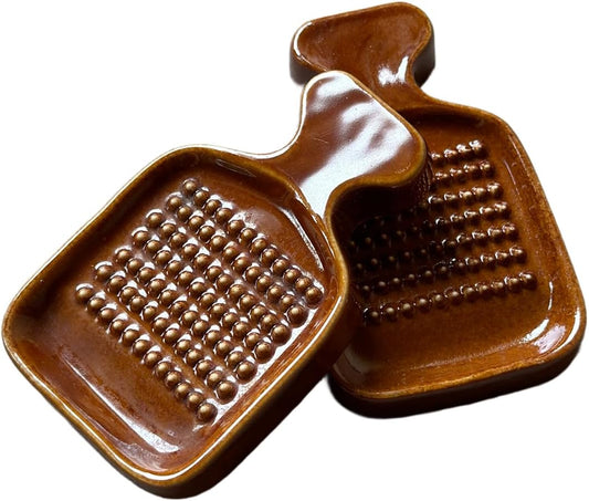 Made in Japan Wasabi Ginger Grater Set of 2 (Minoyaki Brown)