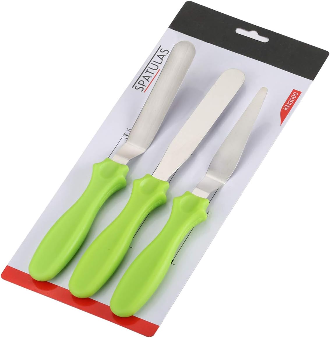 Small Frosting Spatula Set, 2 Offset &1 Straight Icing Spatulas for Cake | 4.5 inch stainless steel blade, black handle, professional baking frosting tool