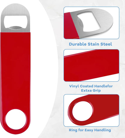 3 Pack Bottle Openers,Beer Bottle Openers, Speed Openers, Stainless Steel Flat Bottle Opener with Exquisite Packaging, for Kitchen, Bar or Restaurant 7 inches Red, Black, Blue