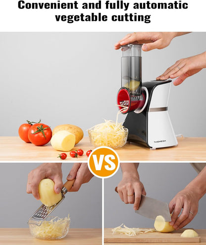Electric Cheese Grater Salad Shooter,5-In-1 Electric Slicer For Home Kitchen,One-Touch Easy Control,With Safety Push Bar Cheese Grater Electric For Zucchini,Cheese,Vegetables And Smoothie