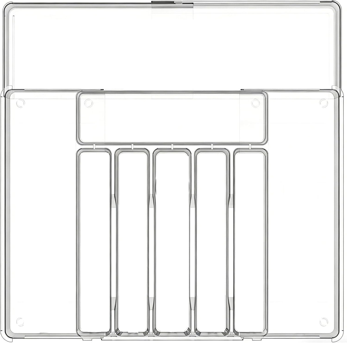 BPA-Free Expandable Utensil Drawer Organizer - Clear Plastic Adjustable Storage Tray for Kitchen Flatware, Knives, Forks and Spoons