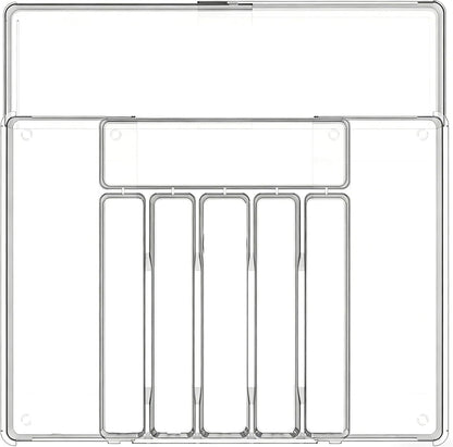 BPA-Free Expandable Utensil Drawer Organizer - Clear Plastic Adjustable Storage Tray for Kitchen Flatware, Knives, Forks and Spoons