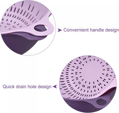 Kitchen Strainer Colander Bowl Set, Medium Double Layer Drain Basin and Basket Suitable for Fruits, Vegetables, Pasta, Cleaning Washing - Purple