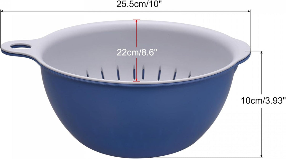 Kitchen Strainer Colander Bowl Set, Medium Double Layer Drain Basin and Basket Suitable for Fruits, Vegetables, Pasta, Cleaning Washing - Purple