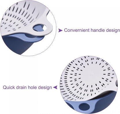 Kitchen Strainer Colander Bowl Set, Medium Double Layer Drain Basin and Basket Suitable for Fruits, Vegetables, Pasta, Cleaning Washing - Purple