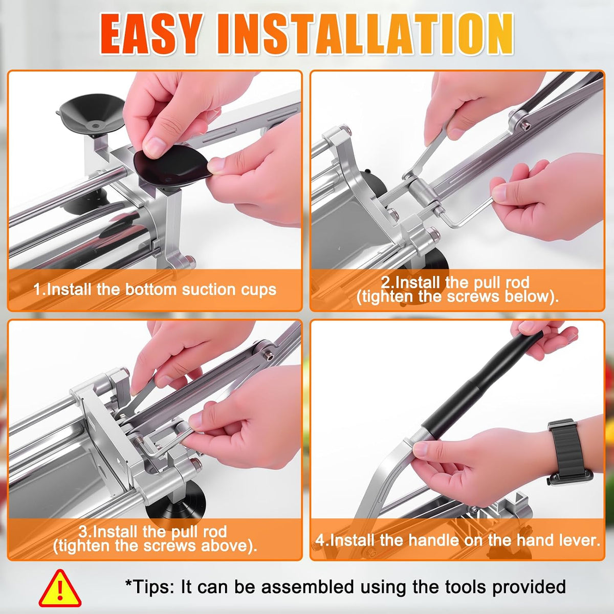 Manual French Fry Cutter for Potatoes with Interchangeable Blades, Handheld Stainless Steel Potato Slicer and Fries Cutter for Home and Commercial Use (1/2'' & 3/8'' Blade)