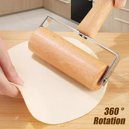 Small Rolling Pin, Wooden Dough Roller, Non-Stick Pizza Roller, T Type Rolling Pins for Kitchen Baking, Pizza Dough Press, 12 x 16.5 cm
