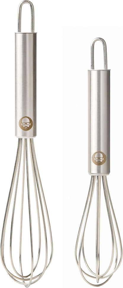 2-Piece Tiny Whisk Set – 5” & 7” Stainless Steel Mini Whisks for Mixing, Beating & Frothing – Durable Kitchen Utensils for Cooking & Baking