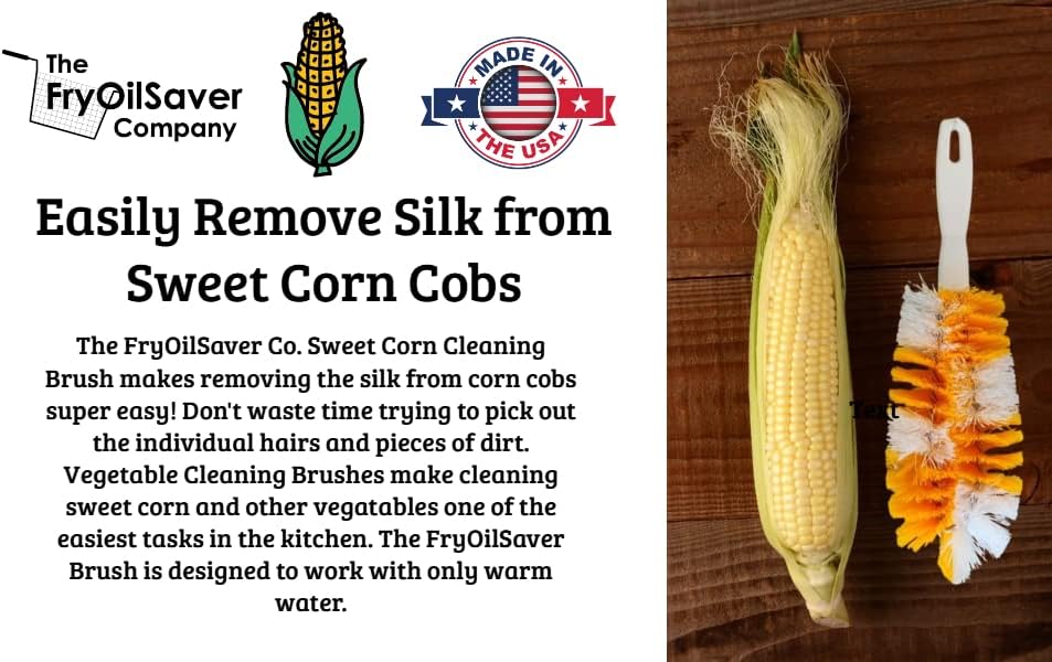 FryOilSaver Corn Silk Remover Brush - Food-Grade, Made in USA