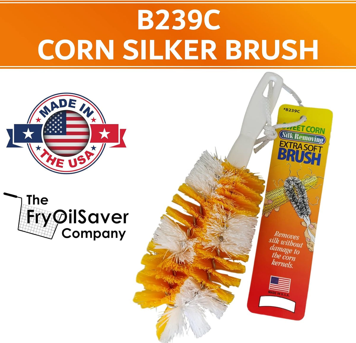 FryOilSaver Corn Silk Remover Brush - Food-Grade, Made in USA