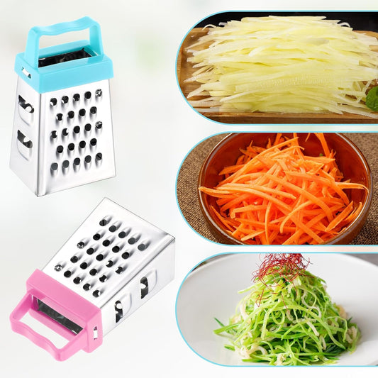 3Pcs Mini Grater, Small Cheese Grater Stainless Steel Box Grater with Handle Efficient Kitchen Gadget for Grating Garlic Nutmeg Chocolate Parmesan Dishwasher Safe,1.02x1.45in